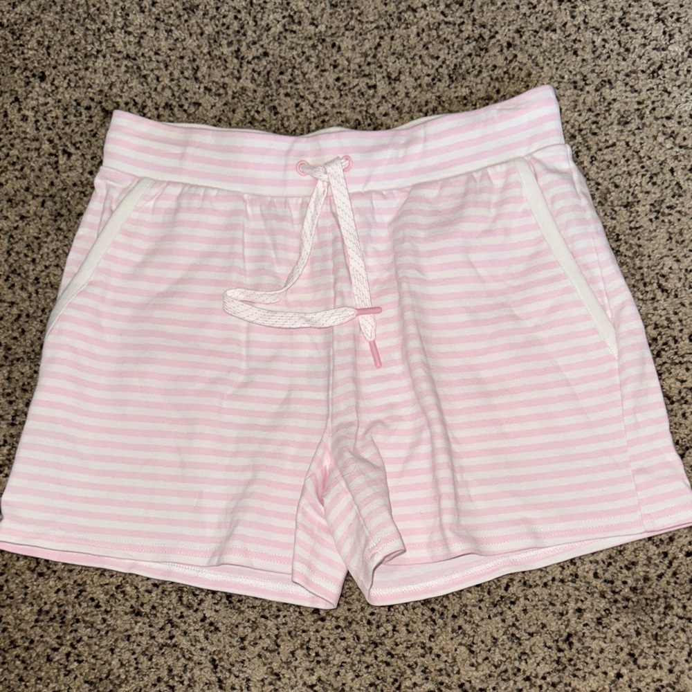 crown & ivy Pink and White Striped Athletic Drawstring Shorts